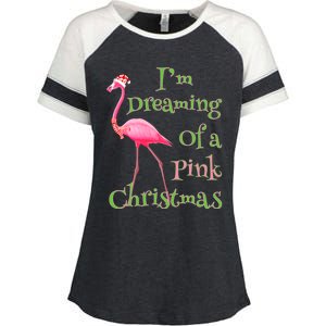 I Am Dreaming Of A Pink Christmas Holiday Flamingo Gift Enza Ladies Jersey Colorblock Tee