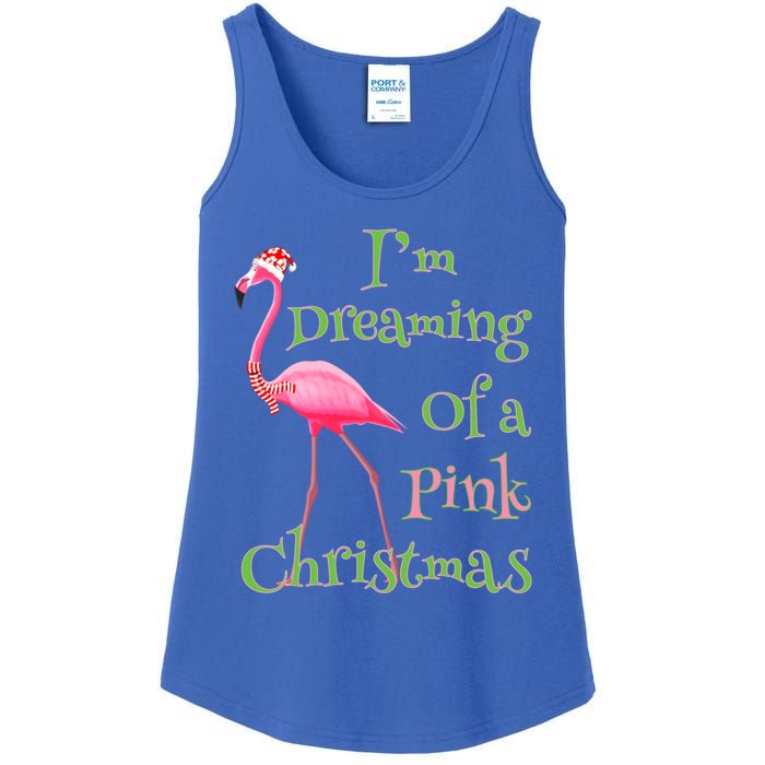 I Am Dreaming Of A Pink Christmas Holiday Flamingo Gift Ladies Essential Tank