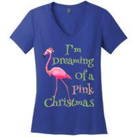 I Am Dreaming Of A Pink Christmas Holiday Flamingo Gift Women's V-Neck T-Shirt