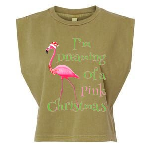 I Am Dreaming Of A Pink Christmas Holiday Flamingo Gift Garment-Dyed Women's Muscle Tee