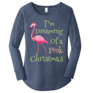 I Am Dreaming Of A Pink Christmas Holiday Flamingo Gift Women's Perfect Tri Tunic Long Sleeve Shirt