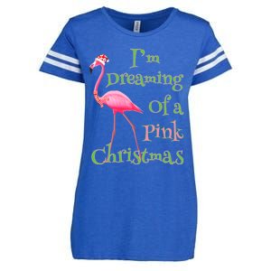 I Am Dreaming Of A Pink Christmas Holiday Flamingo Gift Enza Ladies Jersey Football T-Shirt