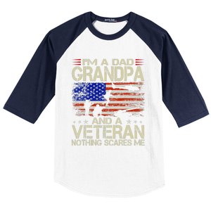 Im A Dad Grandpa And Veteran Fathers Day Papa Grandpa Gifts Baseball Sleeve Shirt