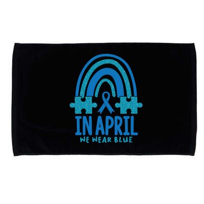 In April Dress In Blue Autism Awareness Month Rainbow Gift Microfiber Hand Towel