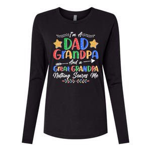 Im A Dad Grandpa And A Great Grandpa Nothing Scares Me Womens Cotton Relaxed Long Sleeve T-Shirt