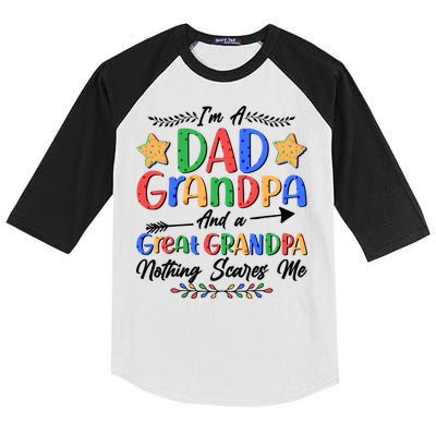 Im A Dad Grandpa And A Great Grandpa Nothing Scares Me Kids Colorblock Raglan Jersey