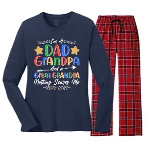 Im A Dad Grandpa And A Great Grandpa Nothing Scares Me Women's Long Sleeve Flannel Pajama Set 