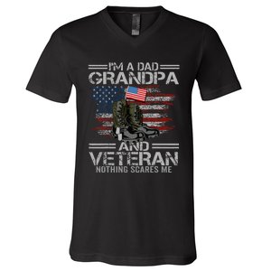 Im A Dad Grandpa And Veteran Fathers Day V-Neck T-Shirt