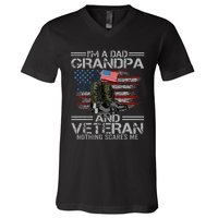 Im A Dad Grandpa And Veteran Fathers Day V-Neck T-Shirt