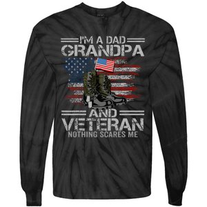 Im A Dad Grandpa And Veteran Fathers Day Tie-Dye Long Sleeve Shirt