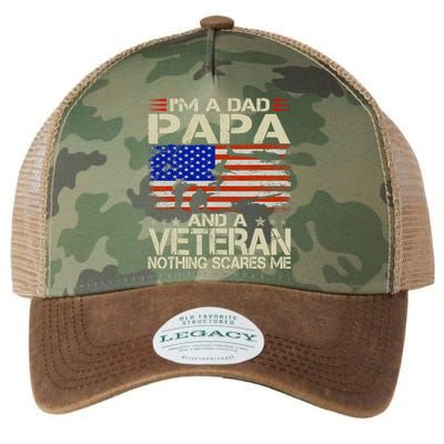 IM A Dad Papa And Veteran Funny Retro Papa Grandpa Gifts Legacy Tie Dye Trucker Hat