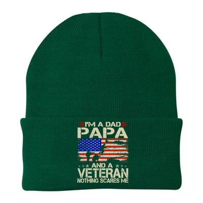 IM A Dad Papa And Veteran Funny Retro Papa Grandpa Gifts Knit Cap Winter Beanie