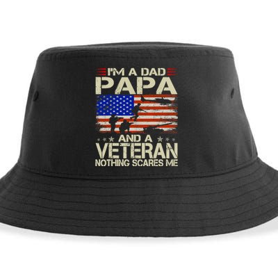 IM A Dad Papa And Veteran Funny Retro Papa Grandpa Gifts Sustainable Bucket Hat