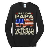 IM A Dad Papa And Veteran Funny Retro Papa Grandpa Gifts Tall Long Sleeve T-Shirt