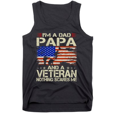 IM A Dad Papa And Veteran Funny Retro Papa Grandpa Gifts Tank Top