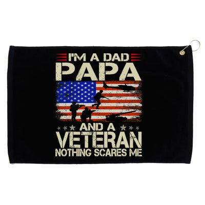 IM A Dad Papa And Veteran Funny Retro Papa Grandpa Gifts Grommeted Golf Towel