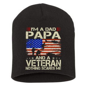 IM A Dad Papa And Veteran Funny Retro Papa Grandpa Gifts Short Acrylic Beanie