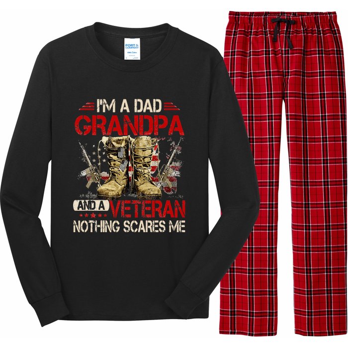 Im A Dad Grandpa And A Veteran American Flag Gists For Dad Long Sleeve Pajama Set