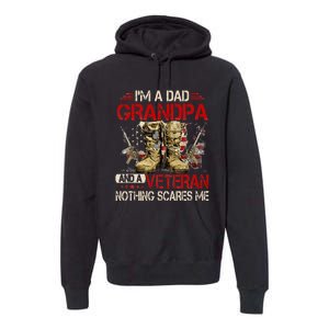 Im A Dad Grandpa And A Veteran American Flag Gists For Dad Premium Hoodie