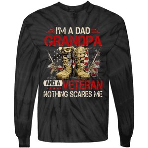 Im A Dad Grandpa And A Veteran American Flag Gists For Dad Tie-Dye Long Sleeve Shirt