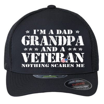 I'm A Dad Grandpa Veteran Father's Day Cool Gift Flexfit Unipanel Trucker Cap