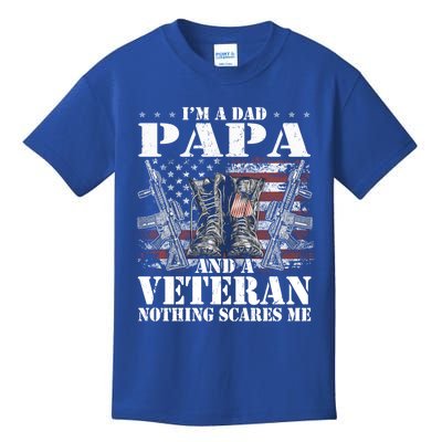 I'm A Dad Papa And A Veteran Gift Flag Usa Father's Day Gift Kids T-Shirt