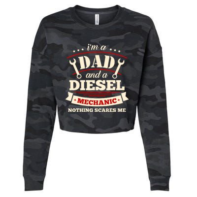 IM A Dad And Diesel Mechanic Funny Father Mechanic Cropped Pullover Crew