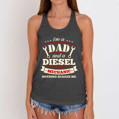 IM A Dad And Diesel Mechanic Funny Father Mechanic Women's Knotted Racerback Tank