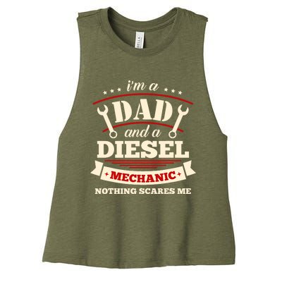 IM A Dad And Diesel Mechanic Funny Father Mechanic Women's Racerback Cropped Tank