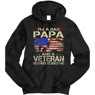 I'm A Dad Papa And Veteran Funny Retro Veteran's Day Tie Dye Hoodie