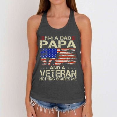 I'm A Dad Papa And Veteran Funny Retro Veteran's Day Women's Knotted Racerback Tank