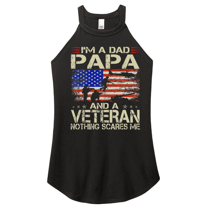 I'm A Dad Papa And Veteran Funny Retro Veteran's Day Women’s Perfect Tri Rocker Tank