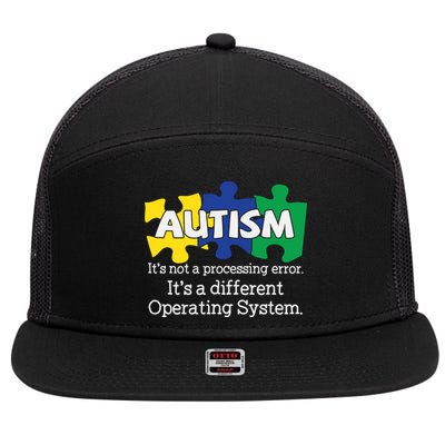 It's A Different Operating System Autism Awareness, Autism Puzzle 7 Panel Mesh Trucker Snapback Hat
