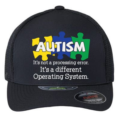 It's A Different Operating System Autism Awareness, Autism Puzzle Flexfit Unipanel Trucker Cap