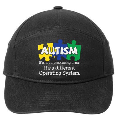 It's A Different Operating System Autism Awareness, Autism Puzzle 7-Panel Snapback Hat