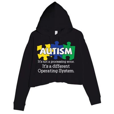 It's A Different Operating System Autism Awareness, Autism Puzzle Crop Fleece Hoodie