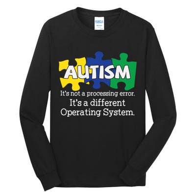 It's A Different Operating System Autism Awareness, Autism Puzzle Tall Long Sleeve T-Shirt