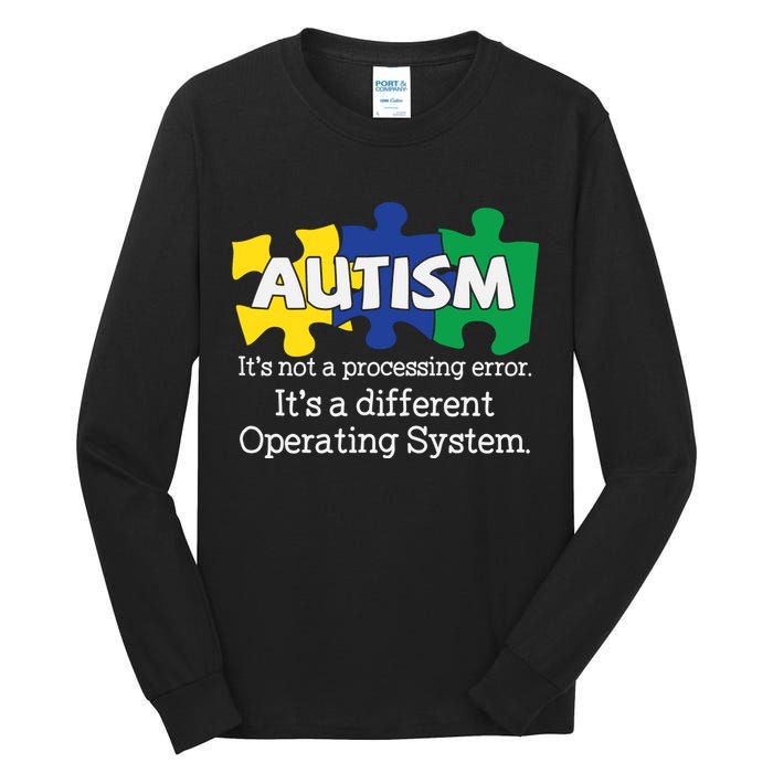 It's A Different Operating System Autism Awareness, Autism Puzzle Tall Long Sleeve T-Shirt