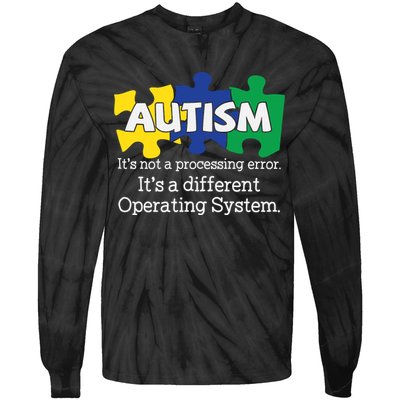 It's A Different Operating System Autism Awareness, Autism Puzzle Tie-Dye Long Sleeve Shirt