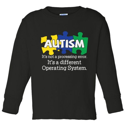 It's A Different Operating System Autism Awareness, Autism Puzzle Toddler Long Sleeve Shirt