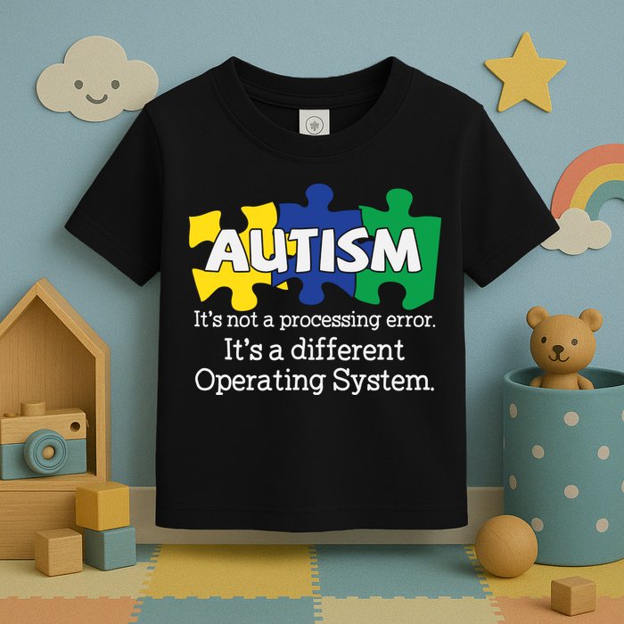 It's A Different Operating System Autism Awareness, Autism Puzzle Toddler T-Shirt