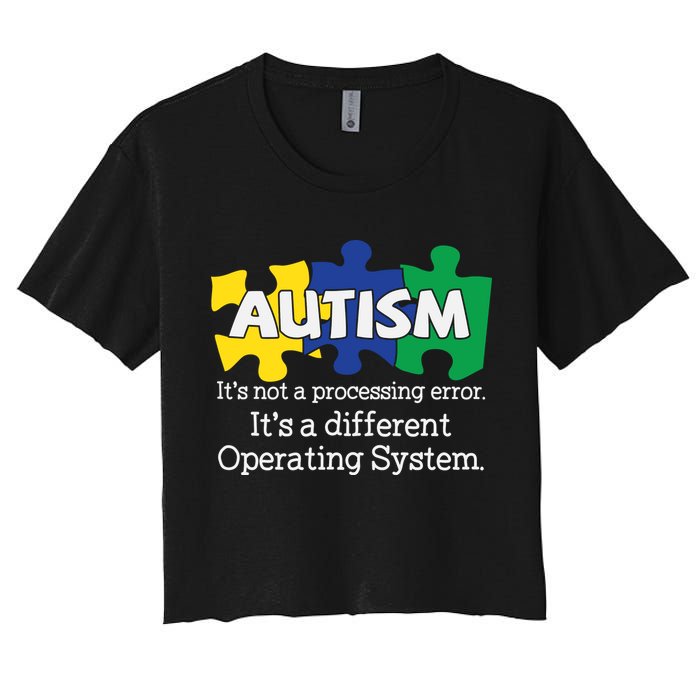 It's A Different Operating System Autism Awareness, Autism Puzzle Crop Top