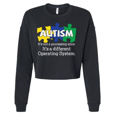 It's A Different Operating System Autism Awareness, Autism Puzzle Cropped Pullover Crew