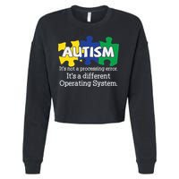 It's A Different Operating System Autism Awareness, Autism Puzzle Cropped Pullover Crew