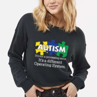 It's A Different Operating System Autism Awareness, Autism Puzzle Cropped Pullover Crew