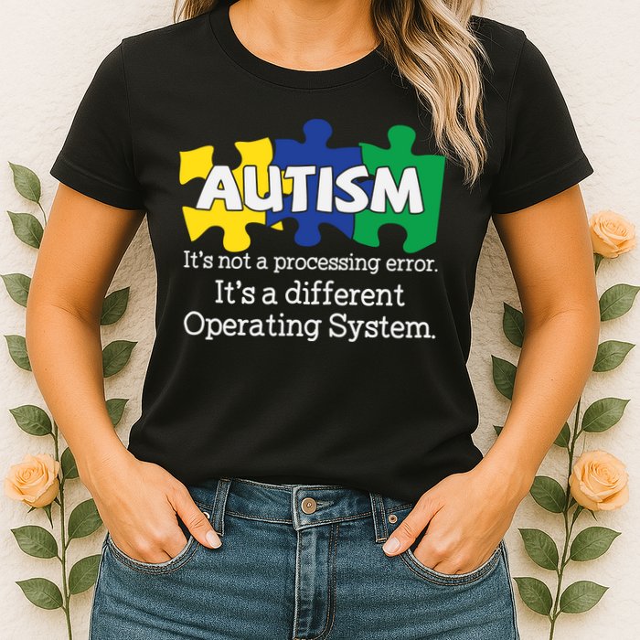 It's A Different Operating System Autism Awareness, Autism Puzzle Womens T-Shirt