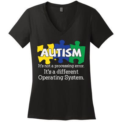 It's A Different Operating System Autism Awareness, Autism Puzzle Women's V-Neck T-Shirt
