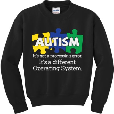 It's A Different Operating System Autism Awareness, Autism Puzzle Kids Sweatshirt