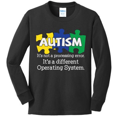 It's A Different Operating System Autism Awareness, Autism Puzzle Kids Long Sleeve Shirt