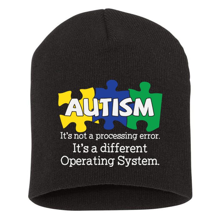 It's A Different Operating System Autism Awareness, Autism Puzzle Short Acrylic Beanie